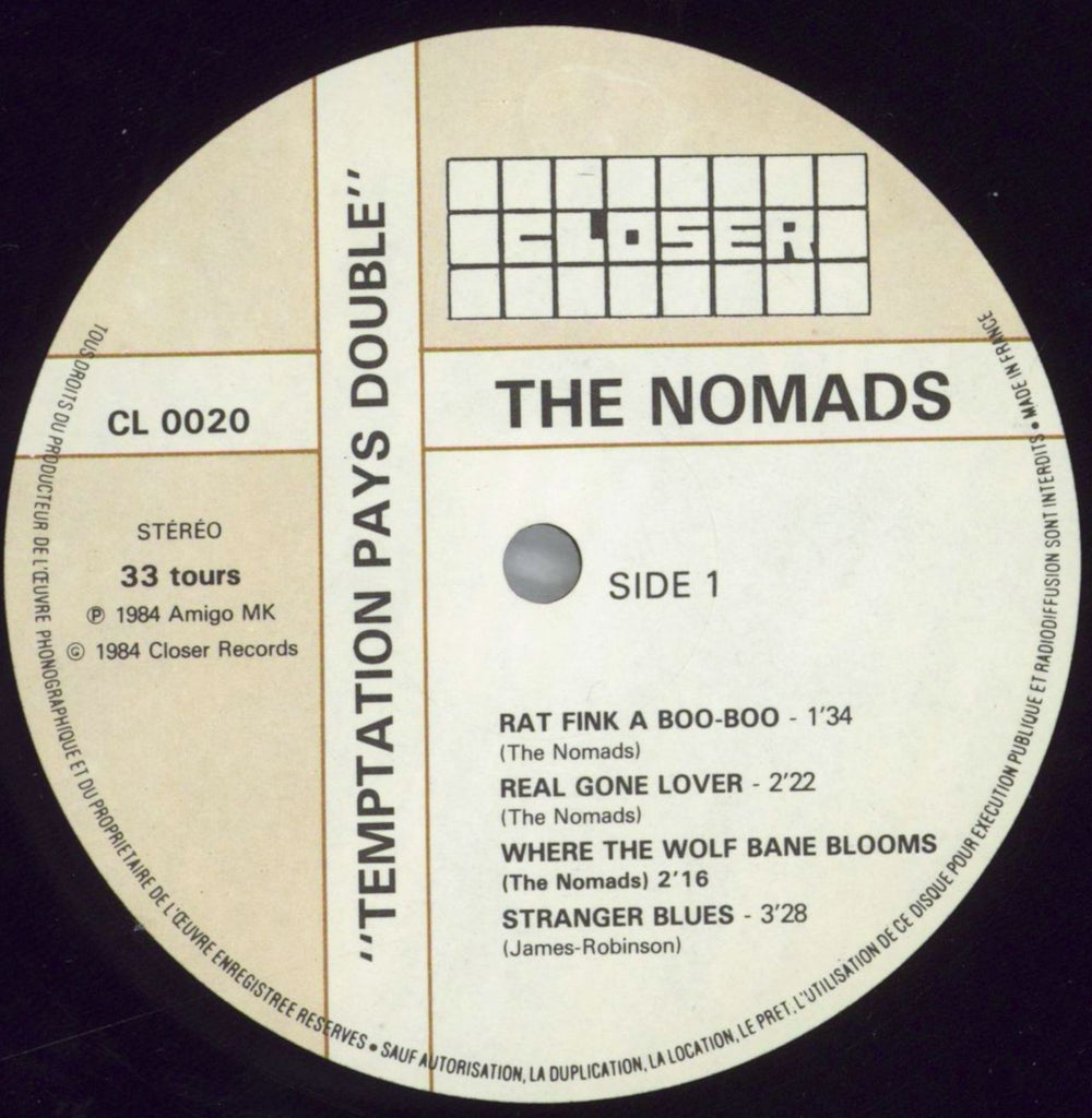 The Nomads Temptation Pays Double French vinyl LP album (LP record) U86LPTE824796