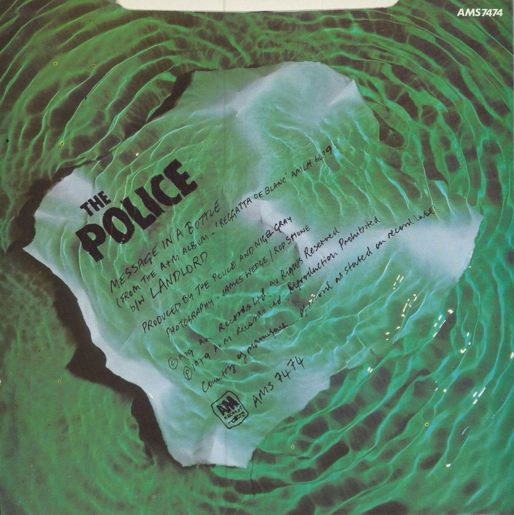 The Police Message In A Bottle - 4prong + Sleeve UK 7" vinyl single (7 inch record / 45)