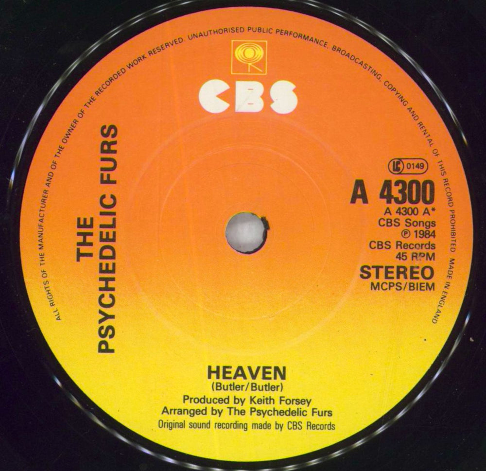 The Psychedelic Furs Heaven - Poster offer insert UK 7" vinyl single (7 inch record / 45) FUR07HE826142