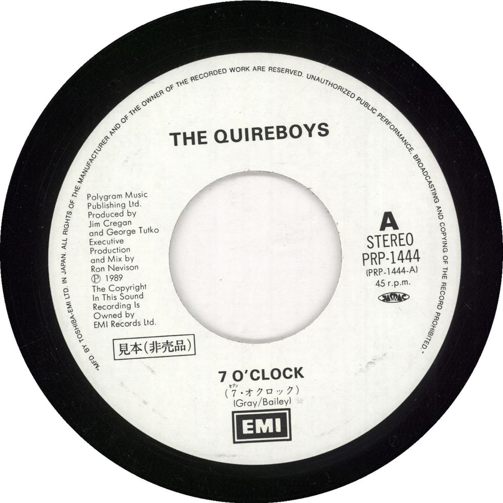 The Quireboys 7 O'Clock Japanese 7" vinyl single (7 inch record / 45) QUI07OC740964