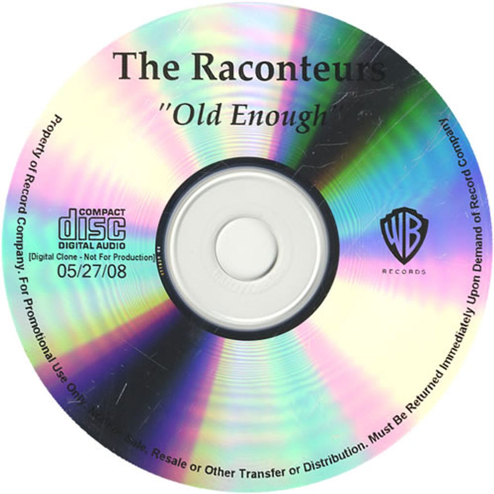 The Raconteurs Old Enough US Promo CD-R acetate CD-R ACETATE