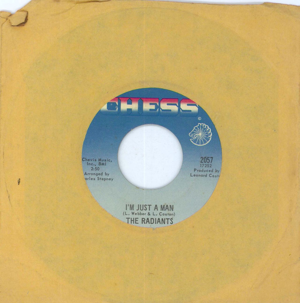 The Radiants I'm Just A Man US 7" vinyl single (7 inch record / 45) 2057