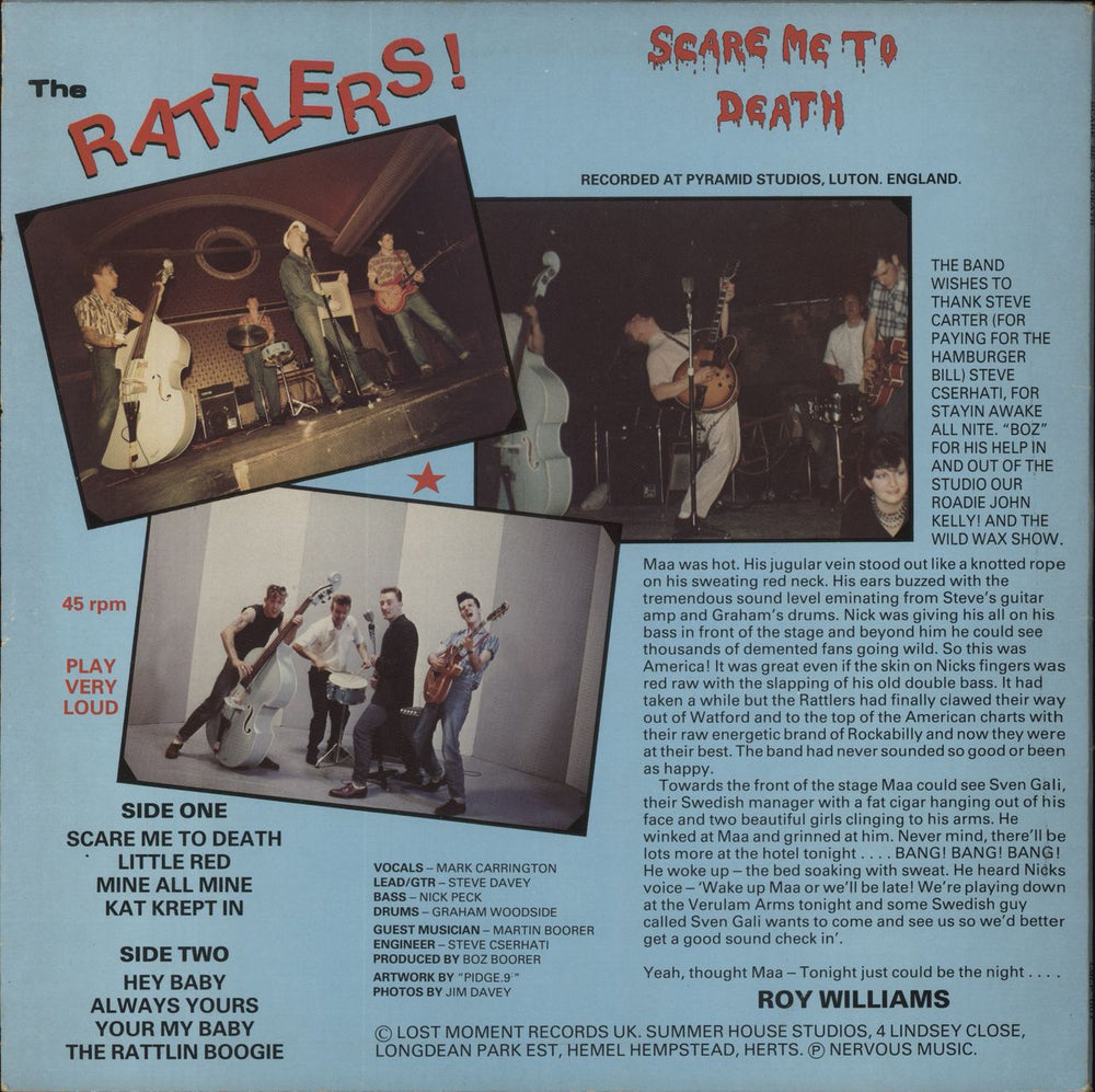 The Rattlers Scare Me To Death - VG UK 12" vinyl single (12 inch record / Maxi-single)