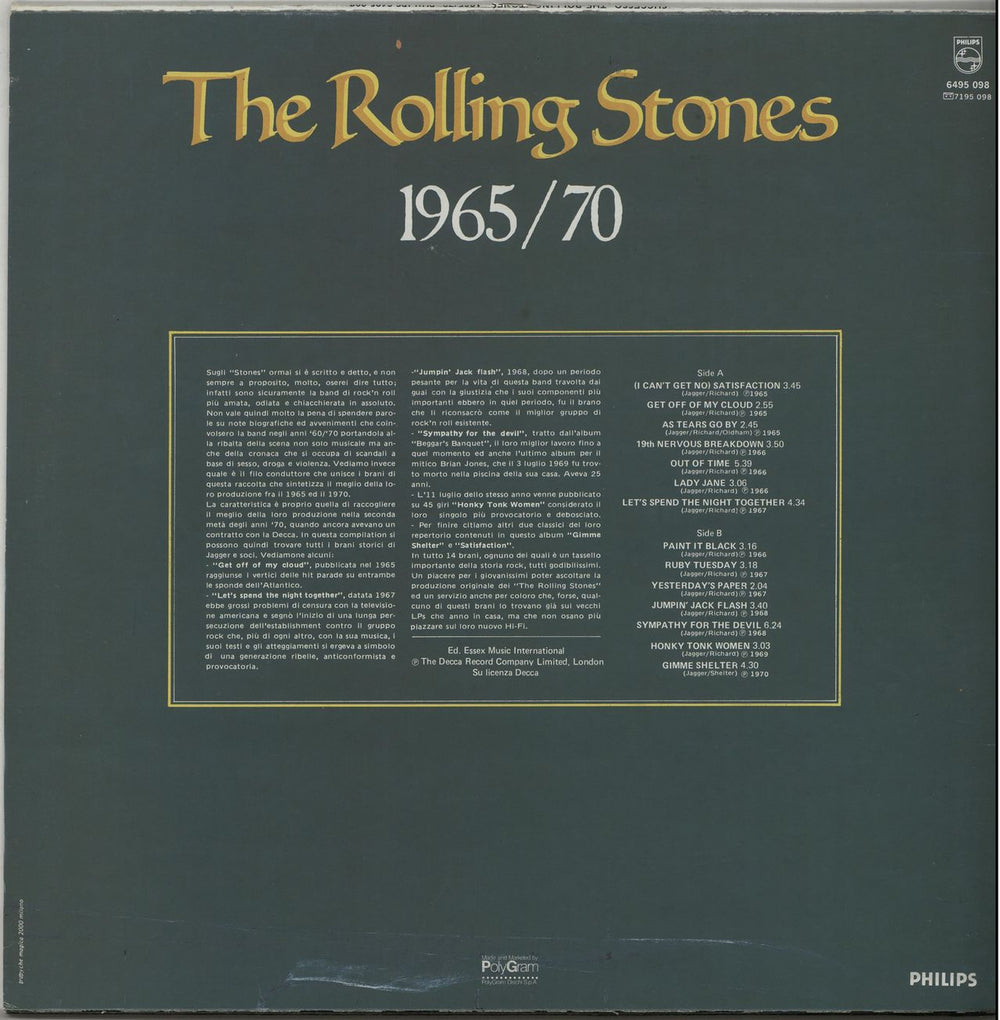 The Rolling Stones 1965/70 - Nineteen Sixty Five/Seventy Italian vinyl LP album (LP record) ROLLPNI77819