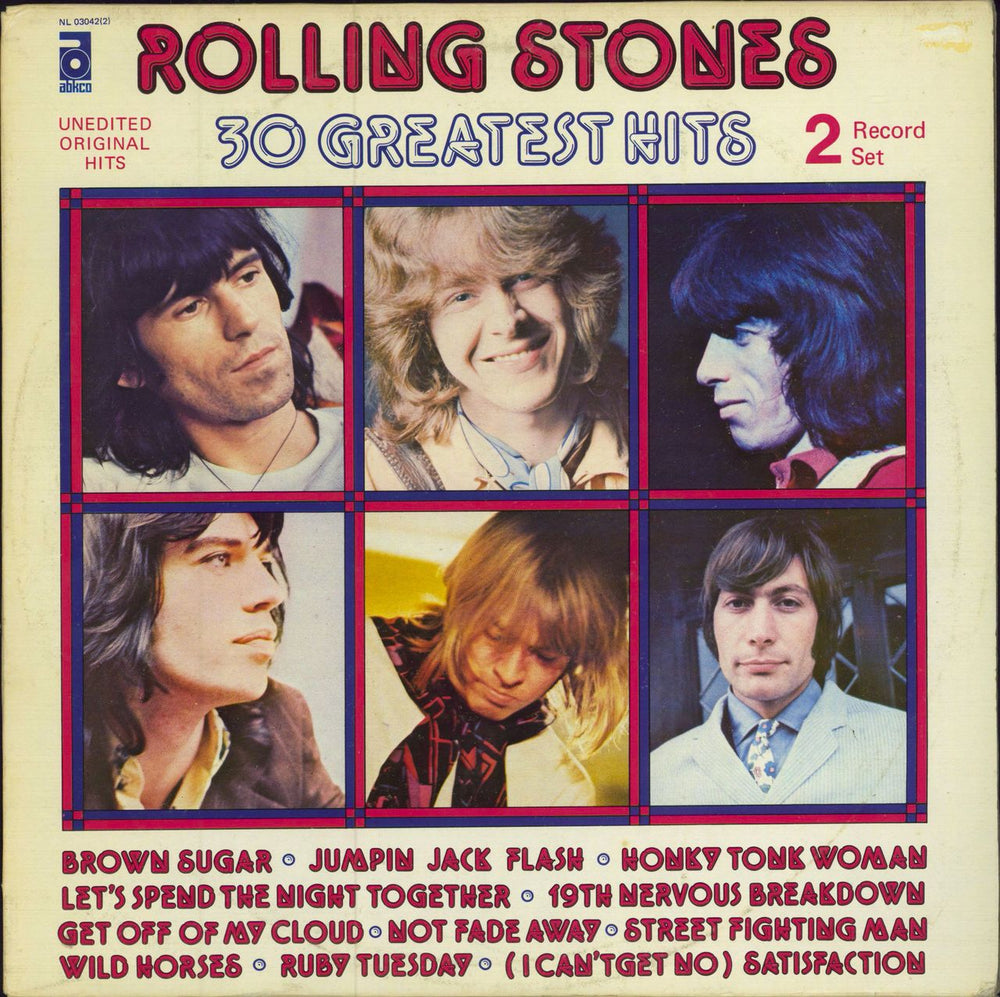 The Rolling Stones 30 Greatest Hits Italian 2-LP vinyl record set (Double LP Album) NL03042(2)