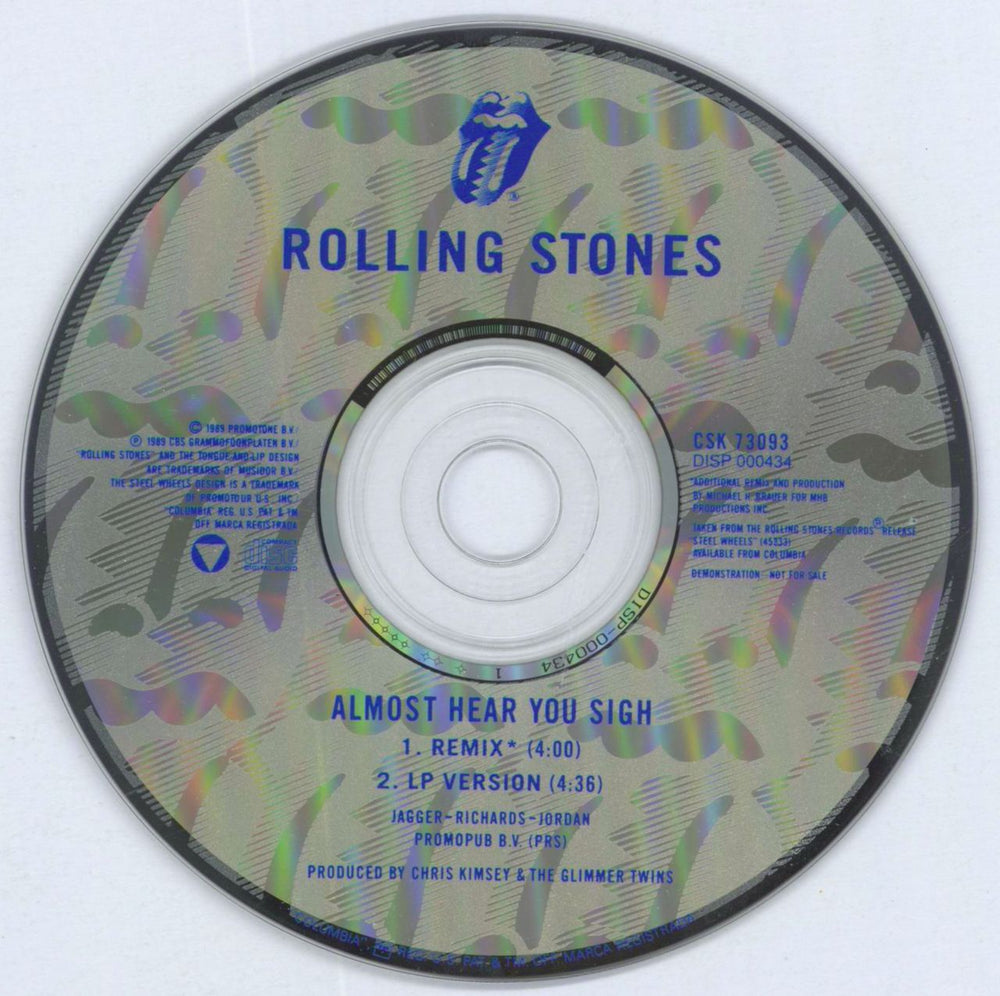 The Rolling Stones Almost Hear You Sigh US Promo CD single (CD5 / 5") ROLC5AL71484