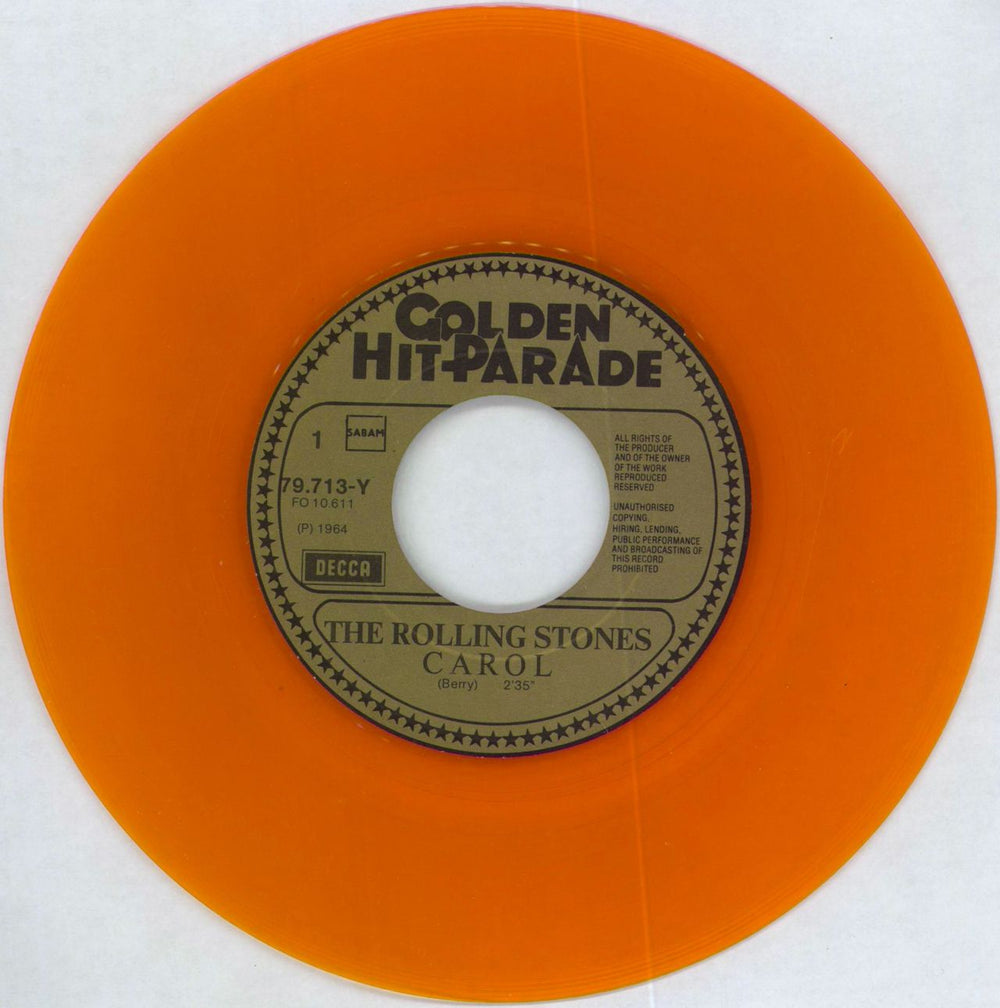 The Rolling Stones Carol - Golden Hit-Parade - Orange Vinyl Belgian 7" vinyl single (7 inch record / 45) ROL07CA791963