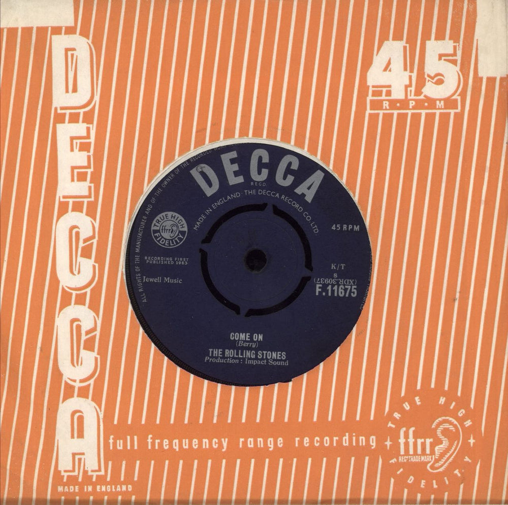 The Rolling Stones Come On - 2nd - VG UK 7" vinyl single (7 inch record / 45) F.11675