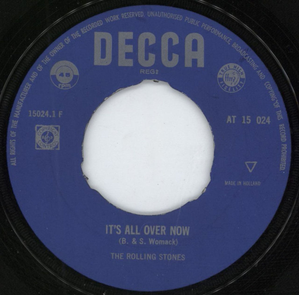 The Rolling Stones It's All Over Now - Brown-Orange-Red Sleeve Dutch 7" vinyl single (7 inch record / 45) ROL07IT790168