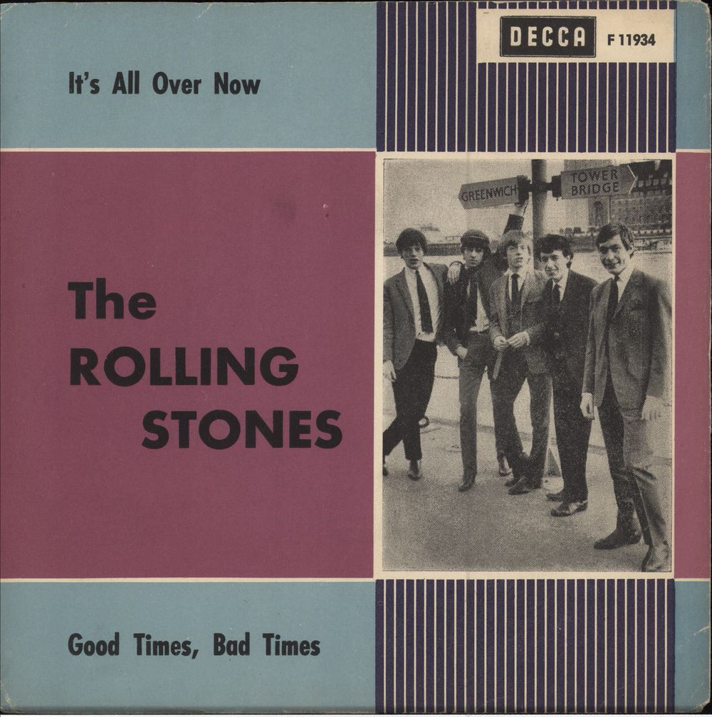 The Rolling Stones It's All Over Now - Purple P/S Swedish 7" vinyl single (7 inch record / 45) F11934