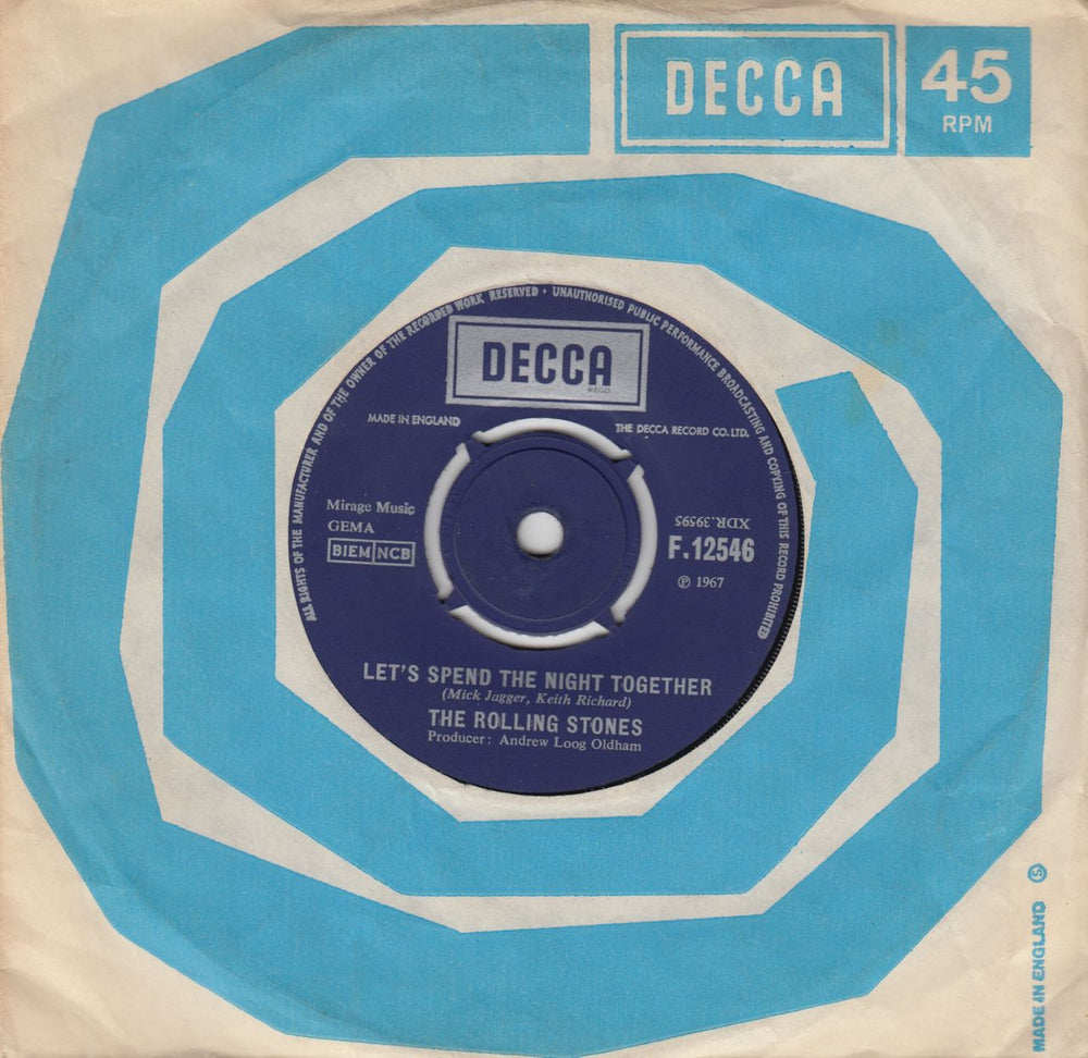 The Rolling Stones Let's Spend The Night Together - 1st [b] UK 7" vinyl single (7 inch record / 45) F.12546