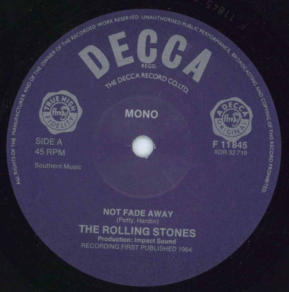 The Rolling Stones Not Fade Away UK 7" vinyl single (7 inch record / 45) ROL07NO813559