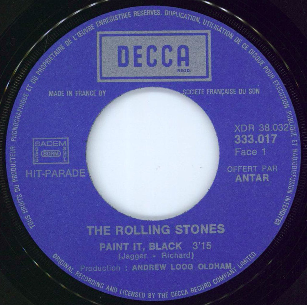 The Rolling Stones Paint It, Black - Boxed Logo - Antar French 7" vinyl single (7 inch record / 45) ROL07PA64704