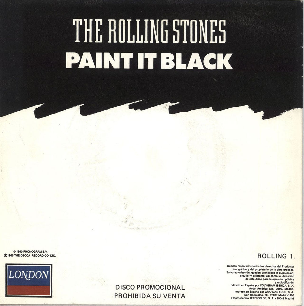 The Rolling Stones Paint It Black Spanish Promo 7" vinyl single (7 inch record / 45)
