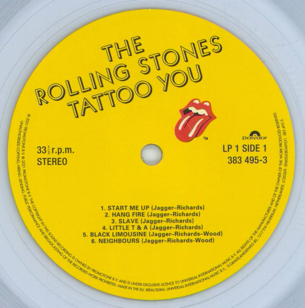 The Rolling Stones Tattoo You + Lost & Found Rarities - Clear Vinyl - Keith Sleeve UK 2-LP vinyl record set (Double LP Album) ROL2LTA801693