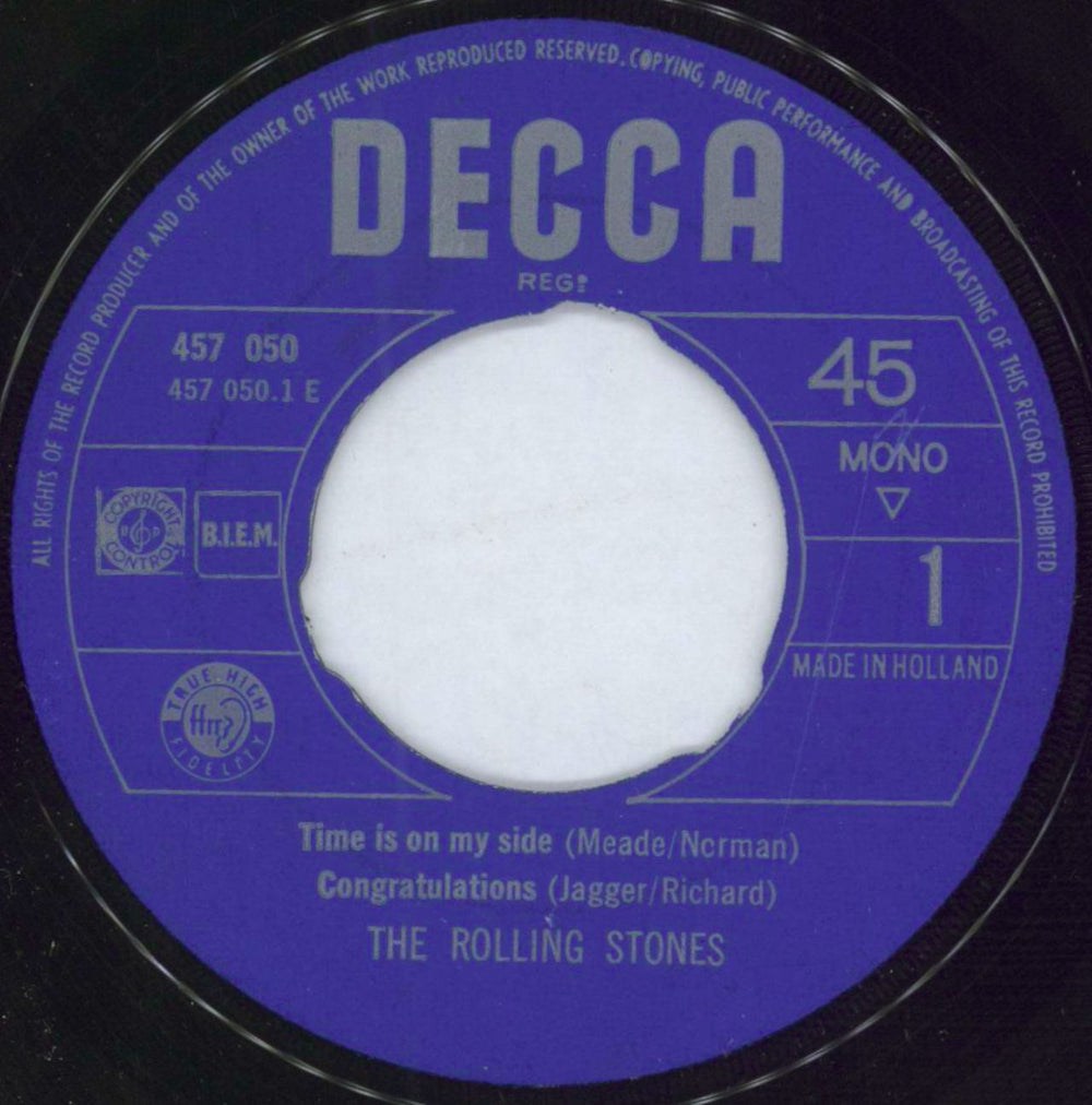 The Rolling Stones Time Is On My Side Dutch 7" vinyl single (7 inch record / 45) ROL07TI790219