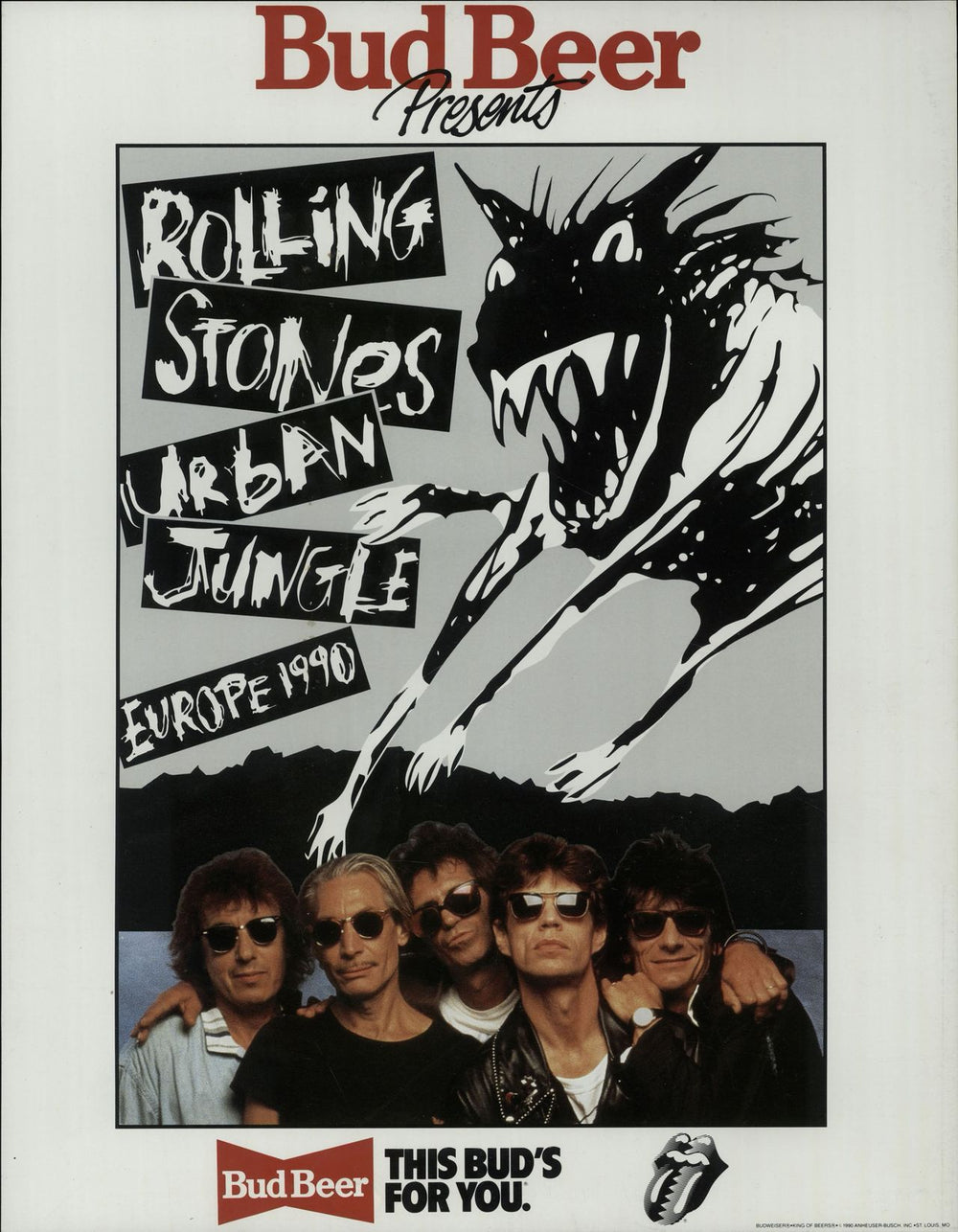 The Rolling Stones Urban Jungle: Europe 1990 + Bud Beer Insert & Ticket Stub UK tour programme ROLTRUR59564