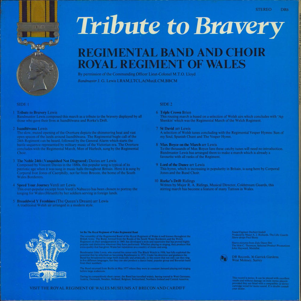 The Royal Regiment Of Wales Tribute To Bravery UK vinyl LP album (LP record)