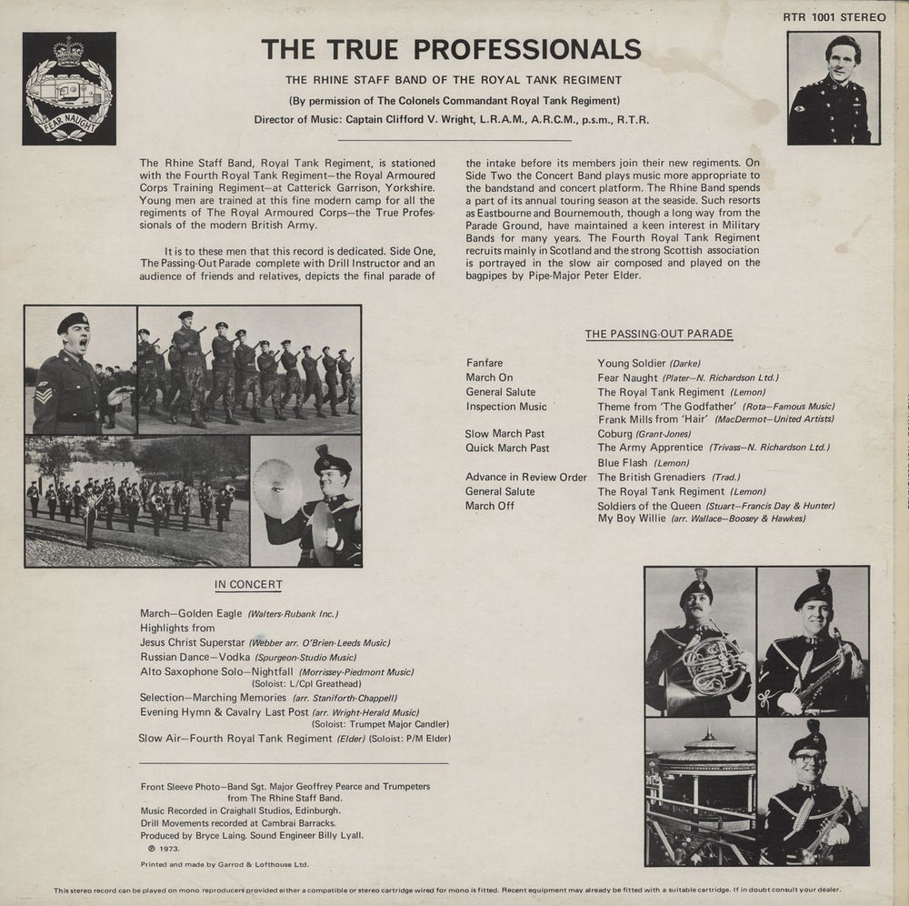 The Royal Tank Regiment The True Professionals UK vinyl LP album (LP record)