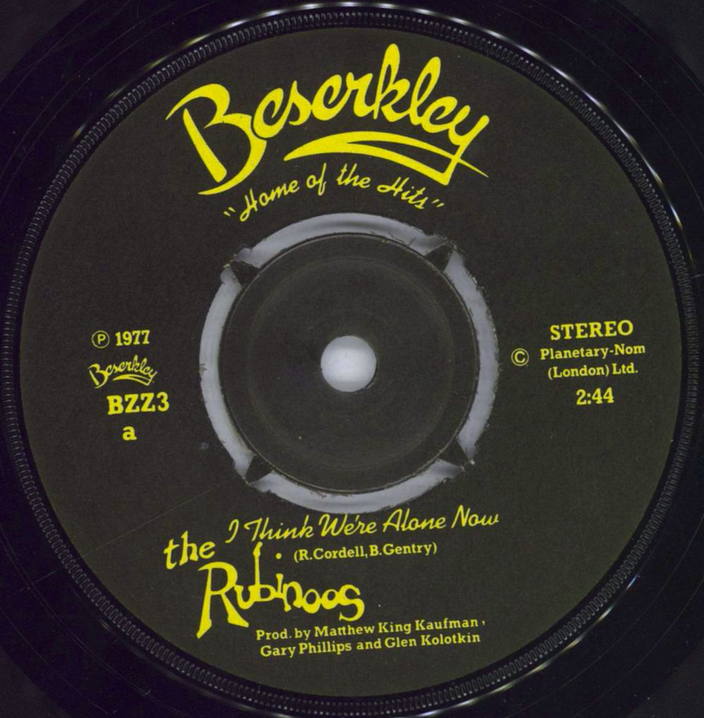 The Rubinoos I Think We're Alone Now UK 7" vinyl single (7 inch record / 45) RUZ07IT820043