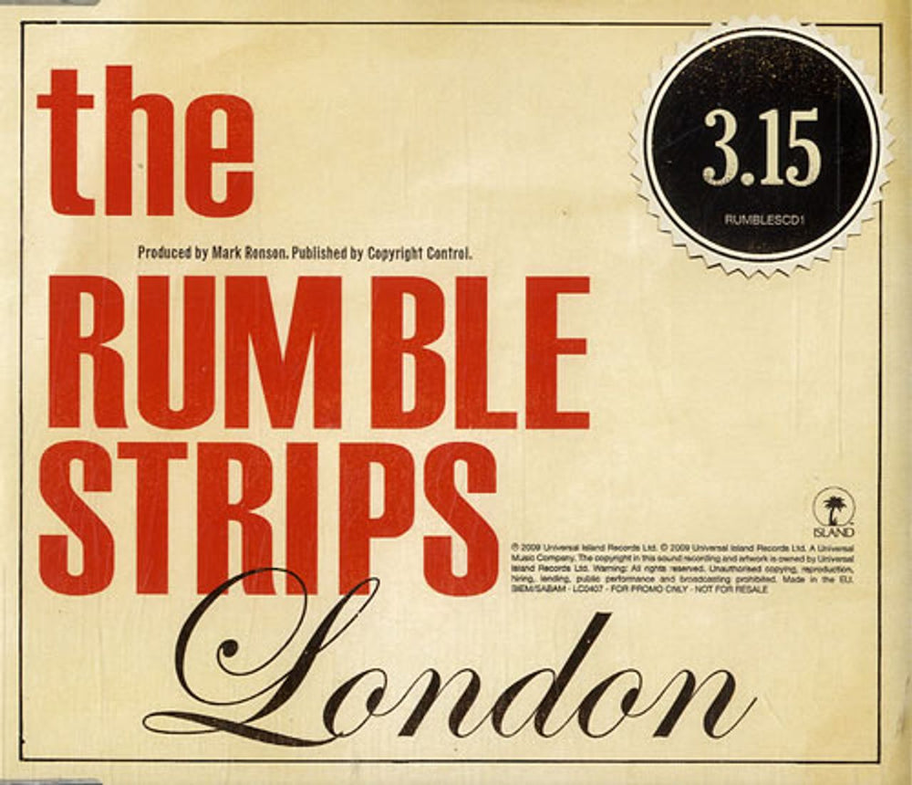 The Rumble Strips London UK Promo CD single (CD5 / 5") RUMBLESCD1