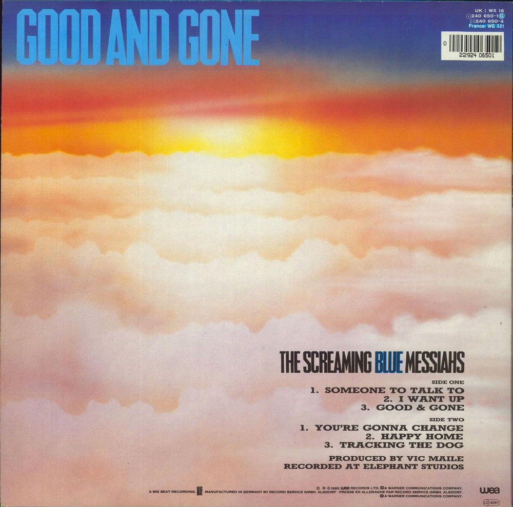 The Screaming Blue Messiahs Good And Gone - Barcoded Sleeve UK vinyl LP album (LP record) 022924065019