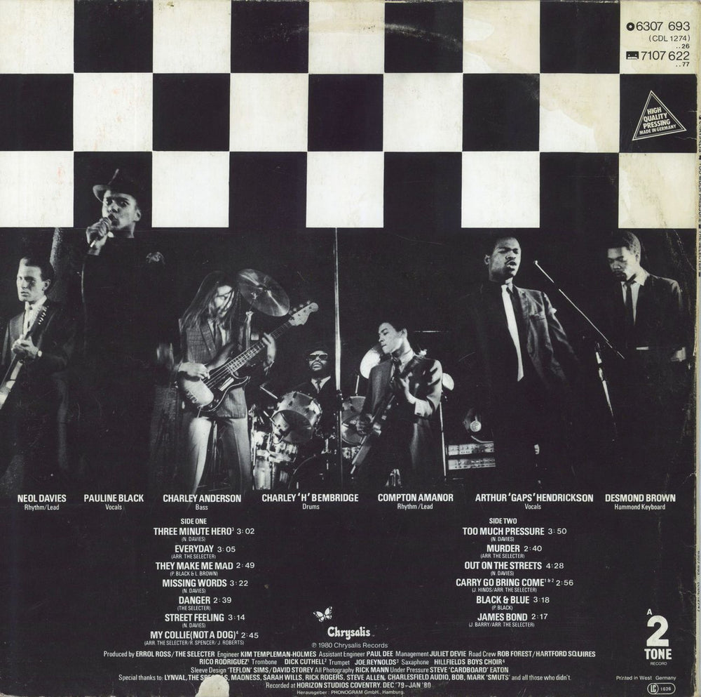 The Selecter Too Much Pressure German vinyl LP album (LP record)