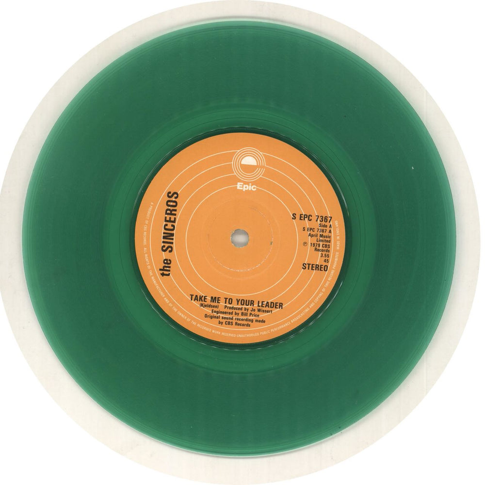 The Sinceros Take Me To Your Leader - Green vinyl + P/s UK Promo 7" vinyl single (7 inch record / 45) 1SI07TA729902