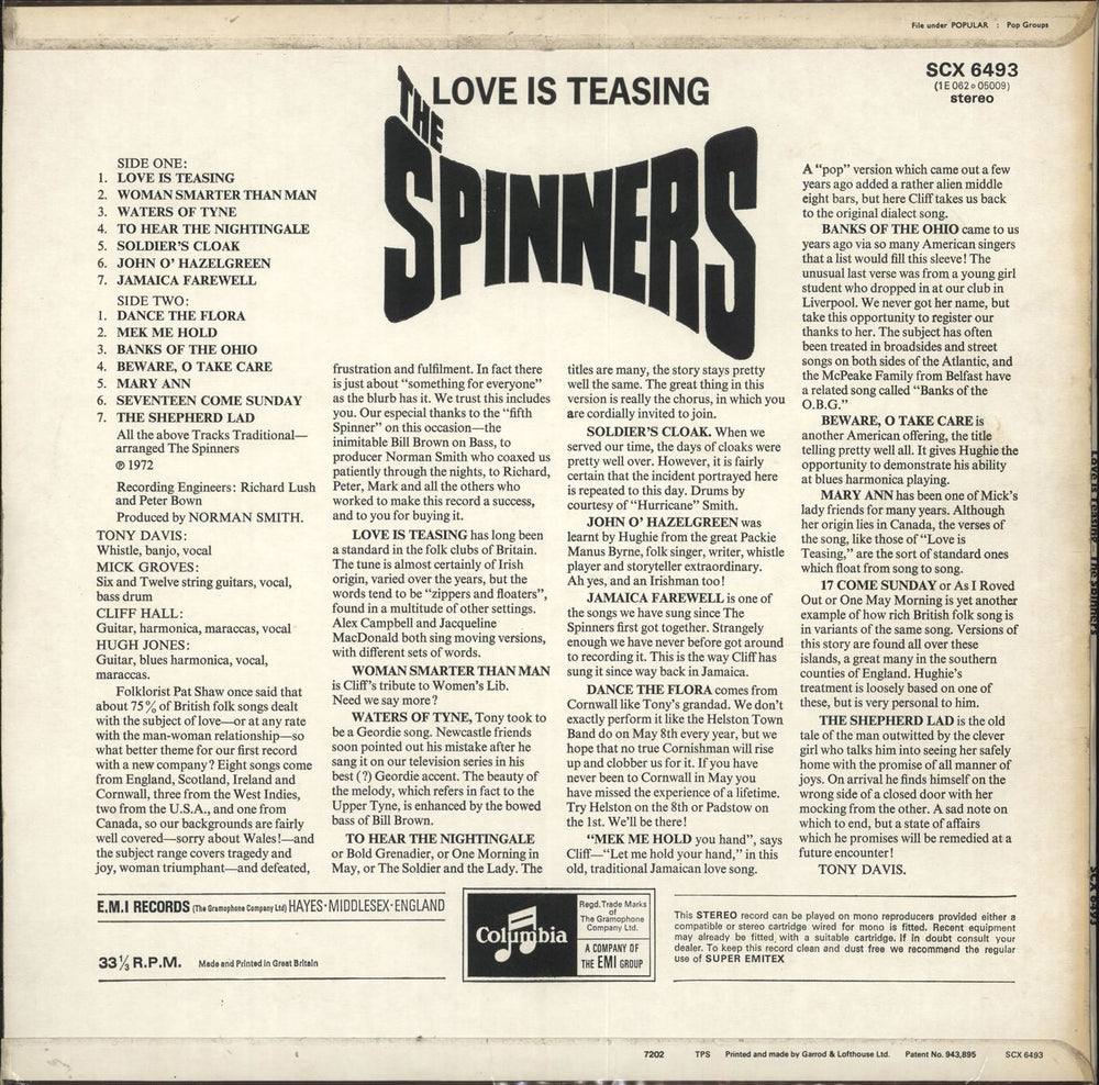 The Spinners Love Is Teasing UK vinyl LP album (LP record)