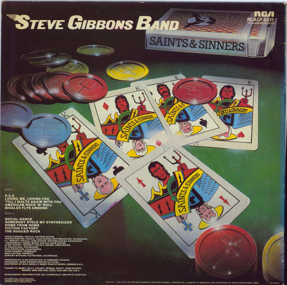 The Steve Gibbons Band Saints And Sinners UK vinyl LP album (LP record)