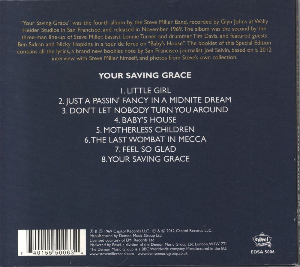 The Steve Miller Band Your Saving Grace UK CD album (CDLP) 740155500634