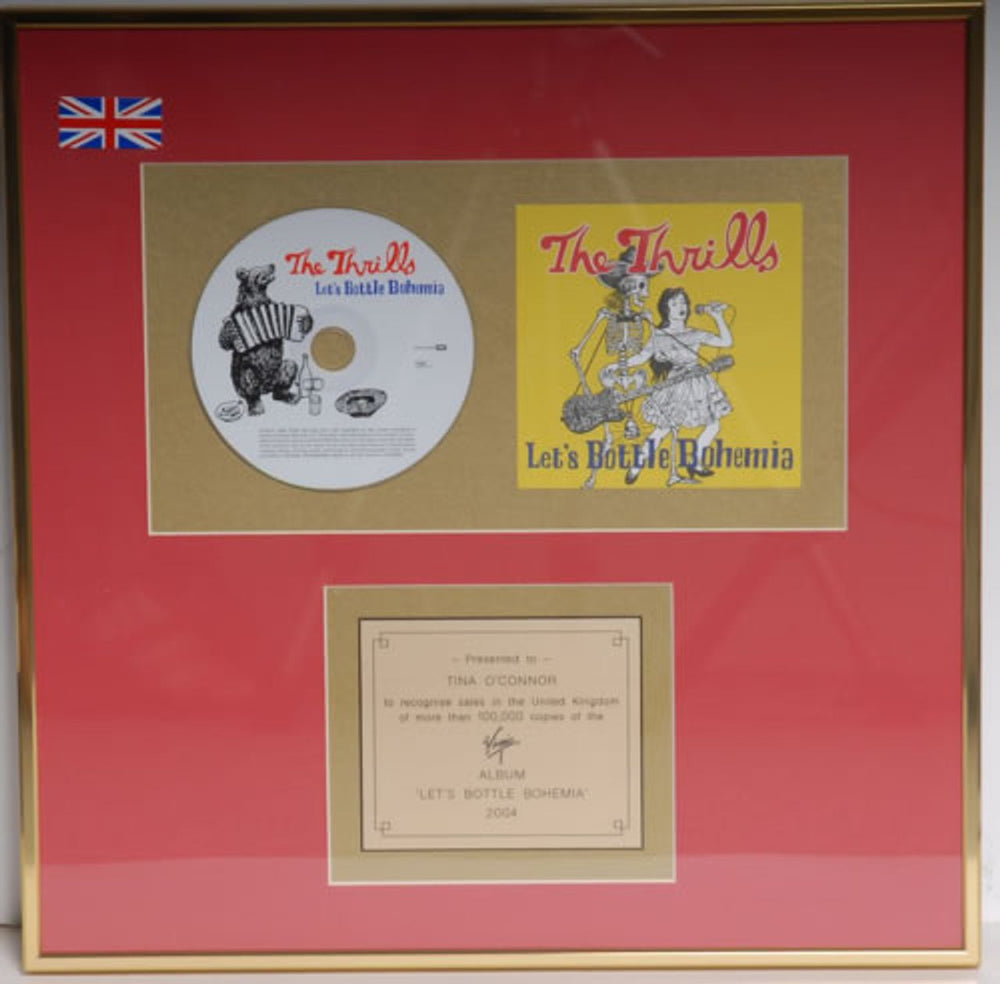 The Thrills Let's Bottle Bohemia UK in-house award disc IN-HOUSED AWARD