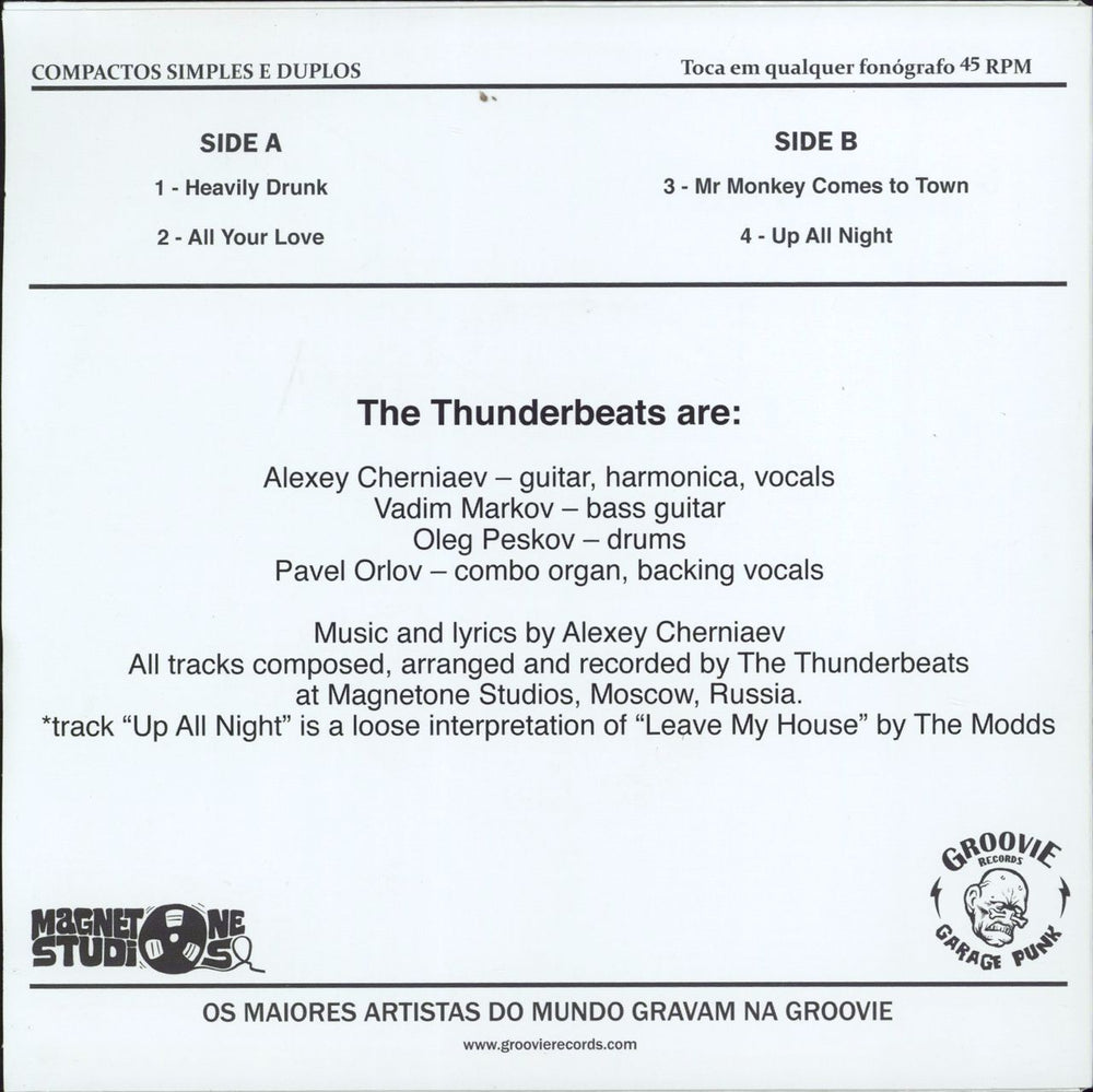 The Thunderbeats The Fabulous Thunderbeats Portugese 7" vinyl single (7 inch record / 45)