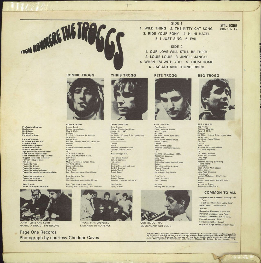 The Troggs From Nowhere...  VG UK vinyl LP album (LP record)