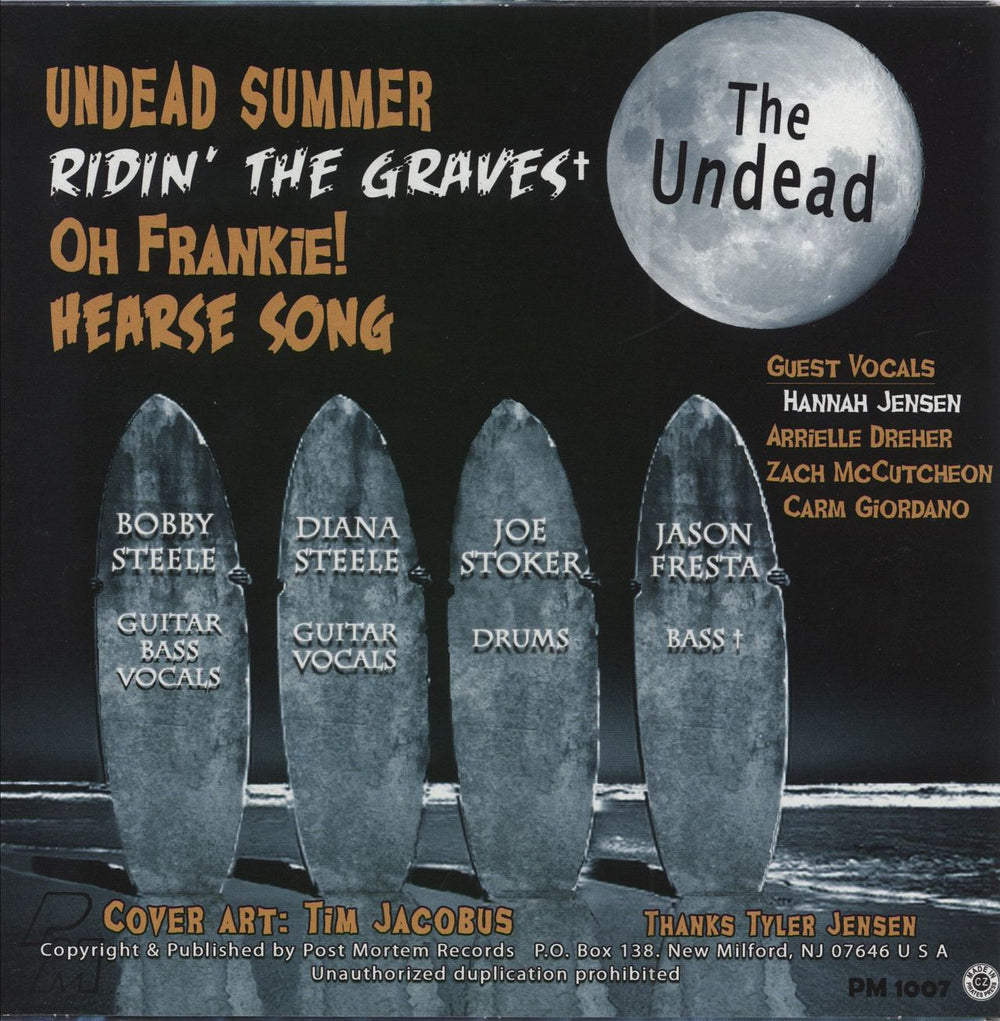 The Undead Having An Undead Summer - Blue Vinyl - Autographed US 7" vinyl single (7 inch record / 45)