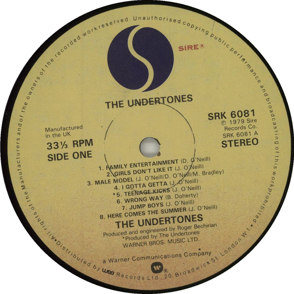 The Undertones The Undertones + Inner UK vinyl LP album (LP record)