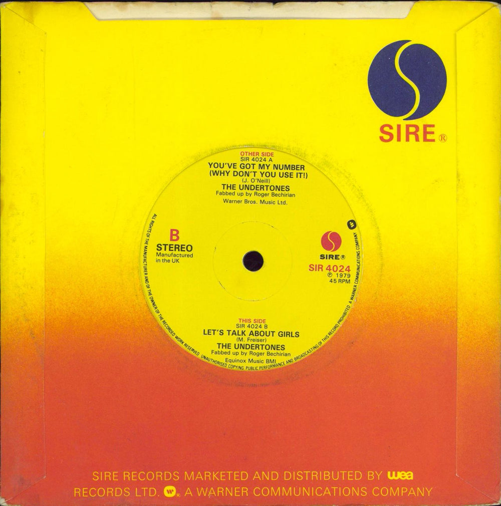 The Undertones You've Got My Number (Why Don't You Use It) - company sleeve UK 7" vinyl single (7 inch record / 45)