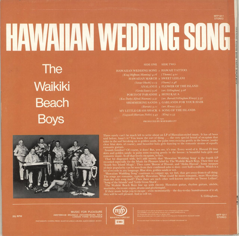 The Waikiki Beach Boys Hawaiian Wedding Song UK vinyl LP album (LP record)