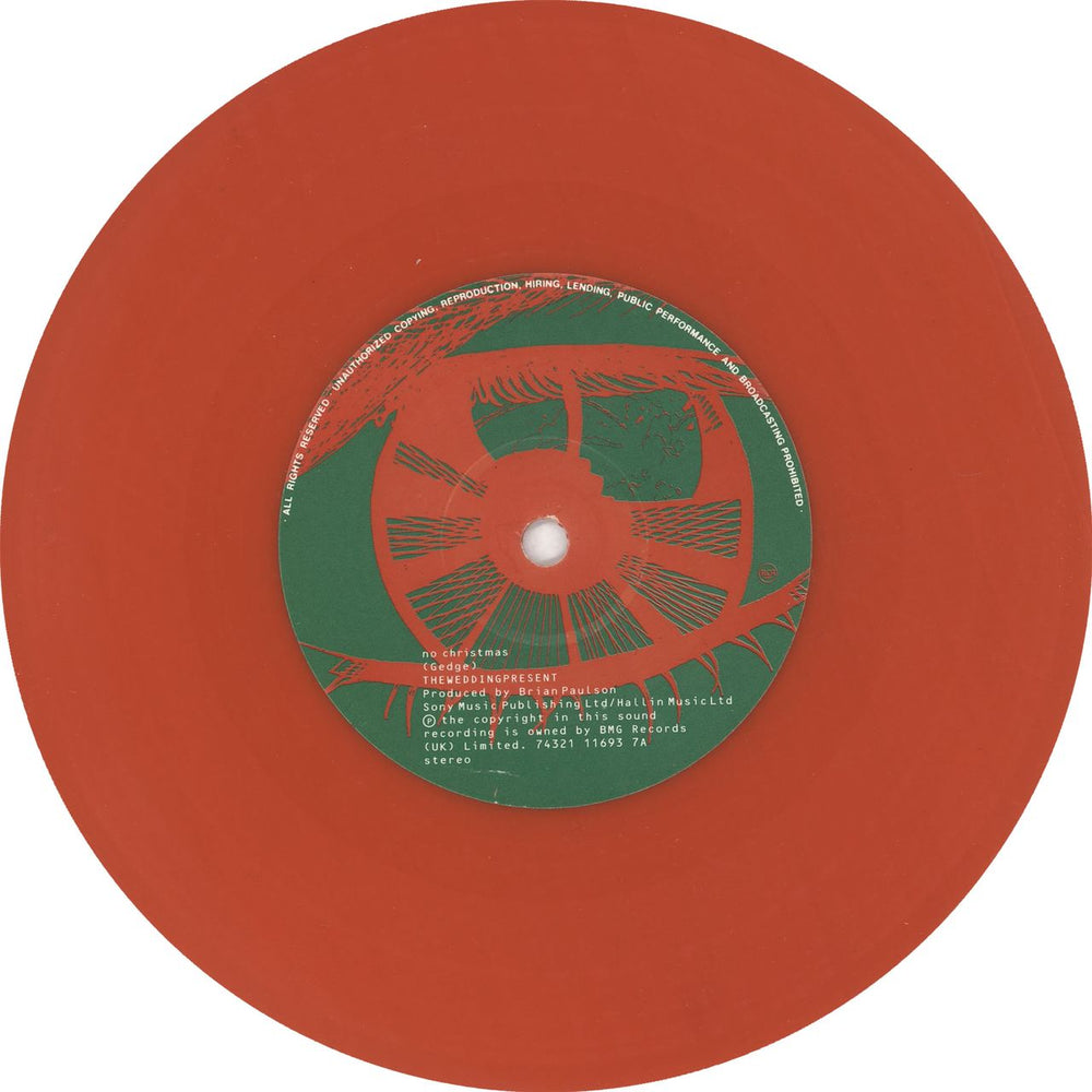 The Wedding Present No Christmas - Red Vinyl UK 7" vinyl single (7 inch record / 45) TWP07NO11822