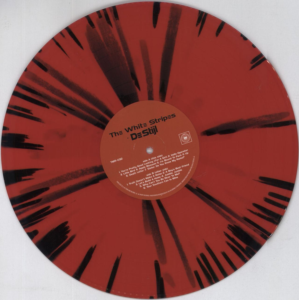 The White Stripes De Stijl - Red With Black Splatter Vinyl US vinyl LP album (LP record) WSTLPDE819895