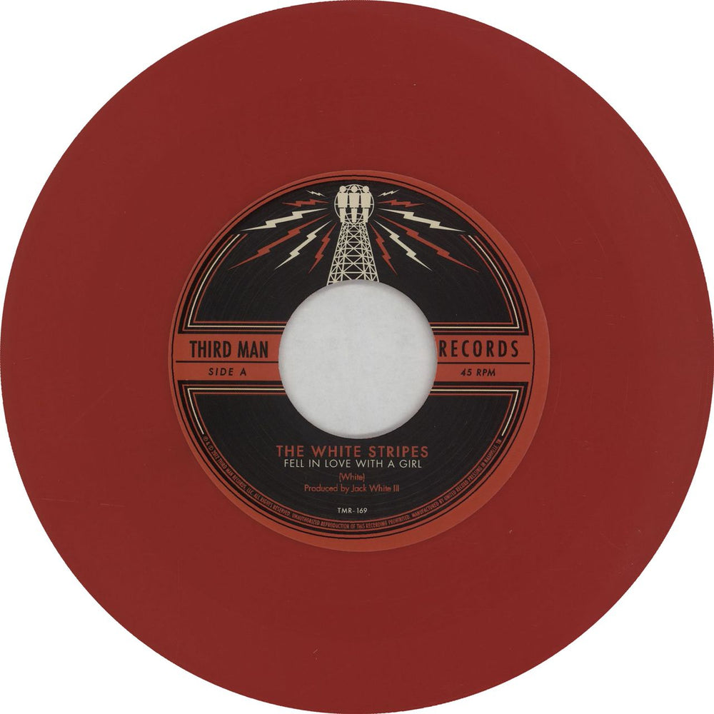 The White Stripes Fell In Love With A Girl - Red Vinyl US 7" vinyl single (7 inch record / 45) WST07FE682433