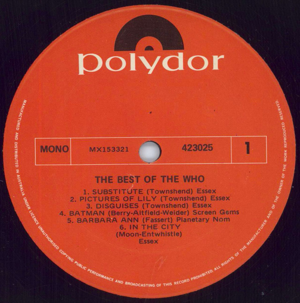 The Who Best Of The Who - 2nd Australian vinyl LP album (LP record) WHOLPBE815035
