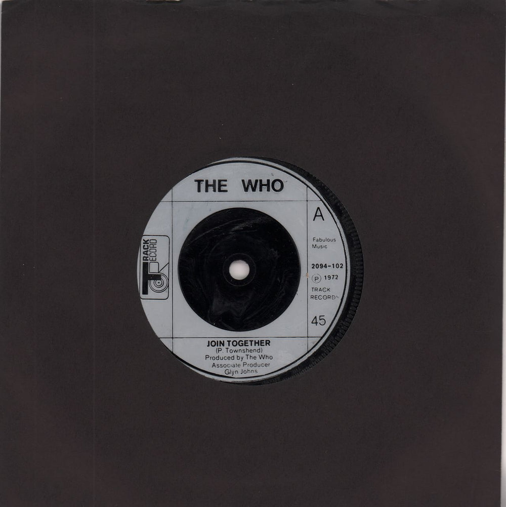 The Who Join Together - Injection UK 7" vinyl single (7 inch record / 45) 2094-102