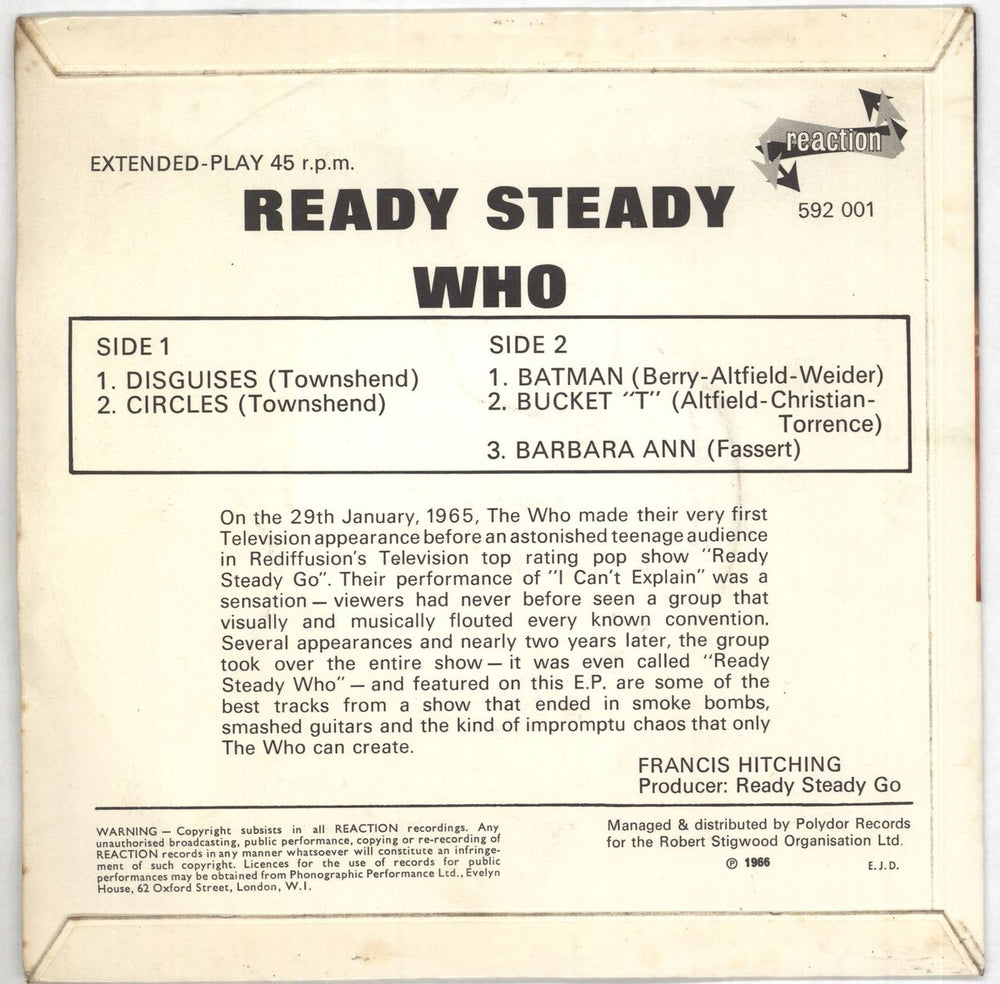 The Who Ready Steady Who EP - 1st - 3pr UK 7" vinyl single (7 inch record / 45)