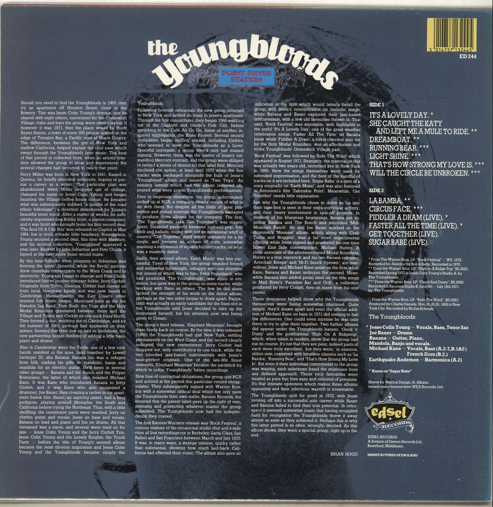 The Youngbloods Point Reyes Station UK vinyl LP album (LP record) 5014757132445