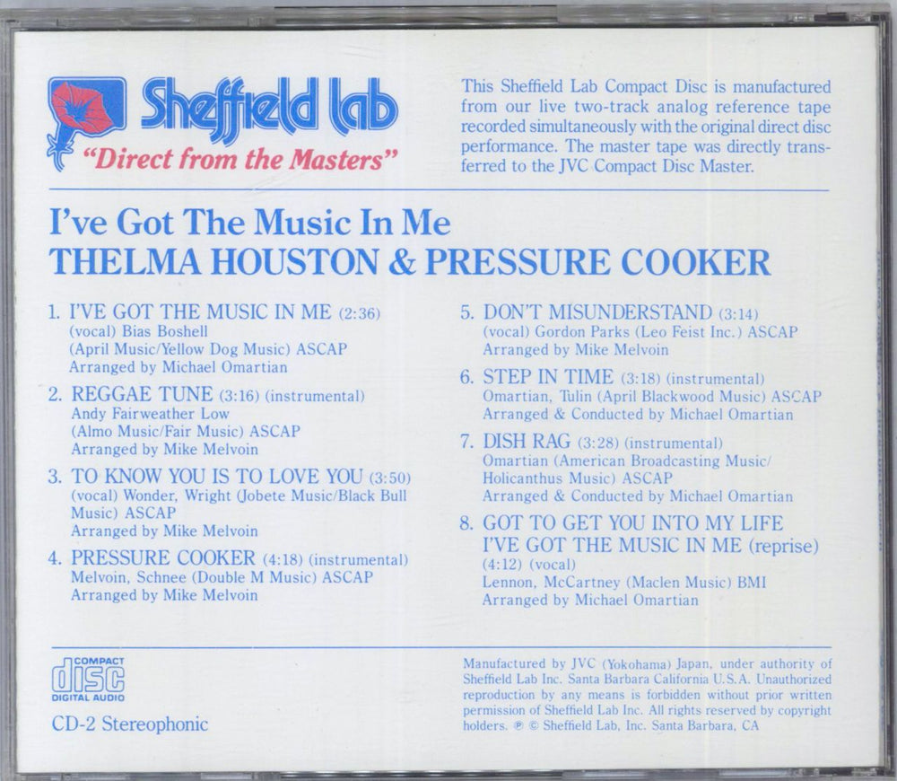 Thelma Houston I've Got The Music In Me US CD album (CDLP) THHCDIV543702