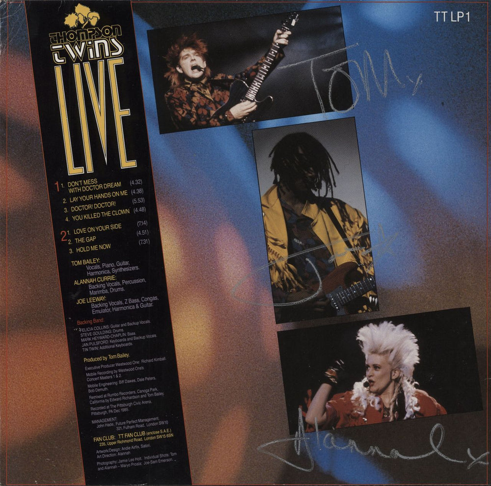 Thompson Twins Live - Fully Autographed UK vinyl LP album (LP record) TTLP1