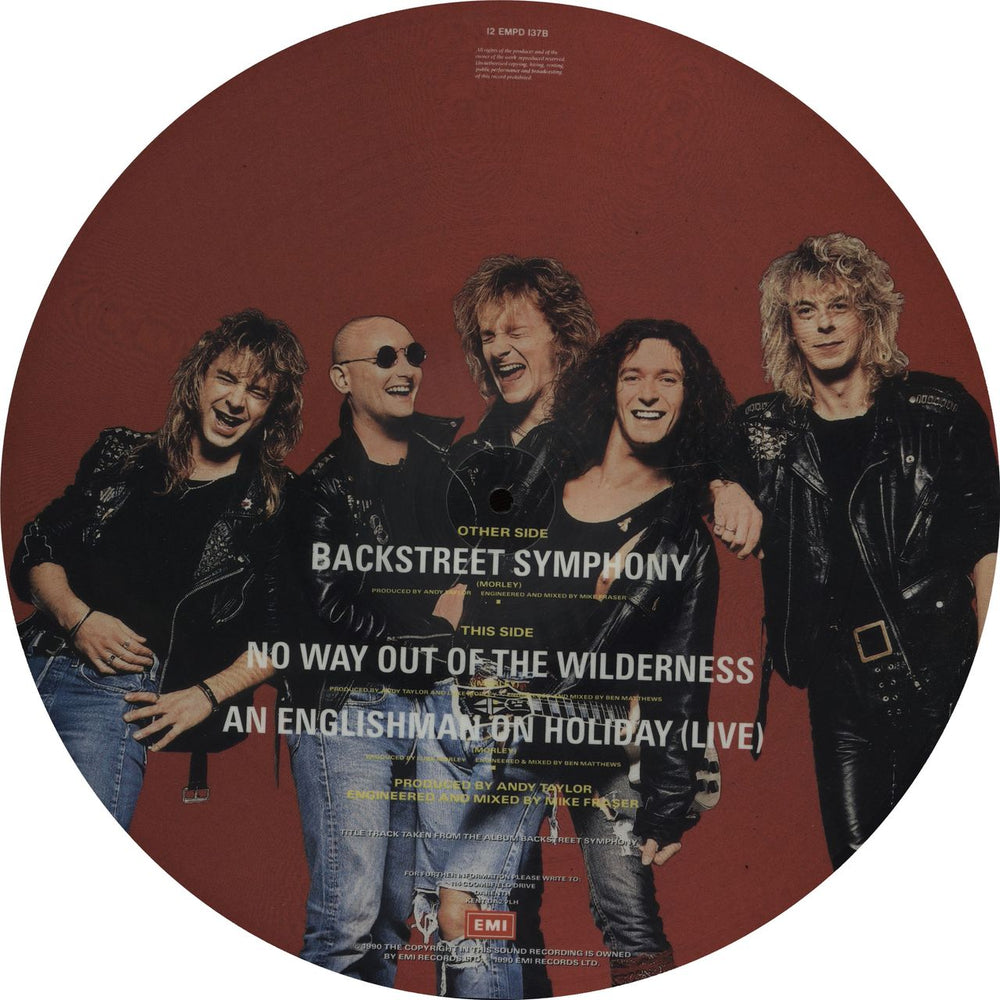 Thunder Backstreet Symphony UK 12" vinyl picture disc (12 inch picture record) 5099920382865