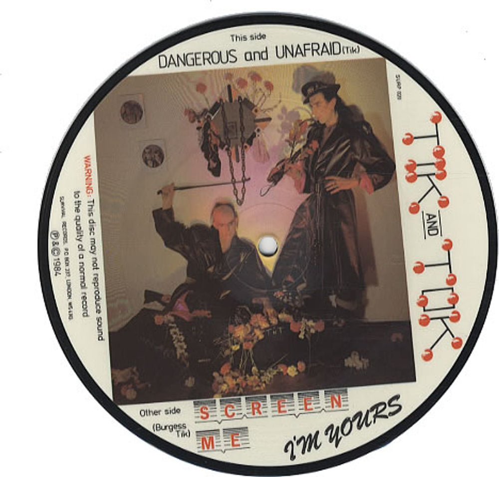 Tik & Tok Screen Me I'm Yours UK 7" vinyl picture disc (7 inch picture disc single) SURP020