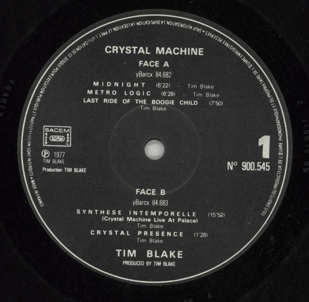 Tim Blake Crystal Machine - EX French vinyl LP album (LP record) IBLLPCR619786